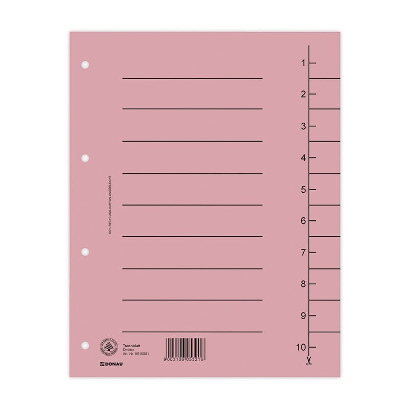 Toate produsele, Separatoare carton manila 250g/mp, 300 x 240mm, 100/set, DONAU - roz - vectordirect.ro