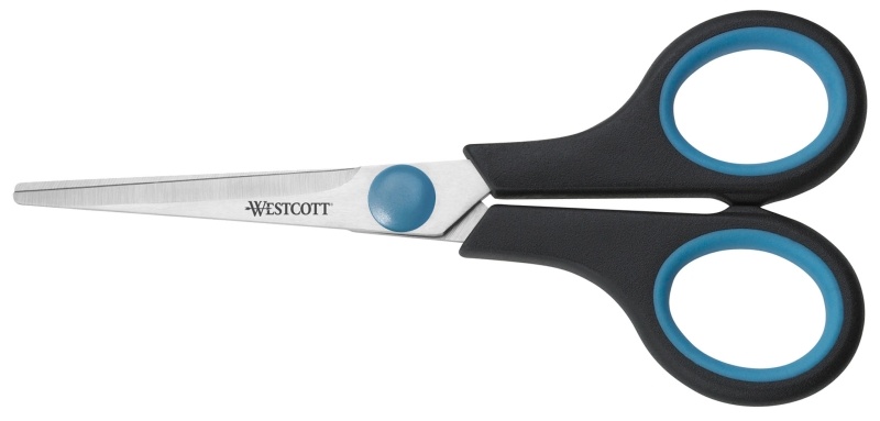 Tus, tusiere, indigo, Foarfeca otel, 13 cm, cu rubber grip, WESTCOTT Easy Grip - 10 ani garantie - vectordirect.ro