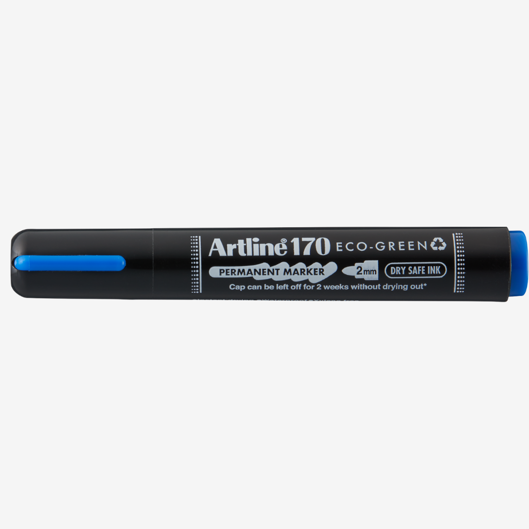 Permanent marker ARTLINE 170 Eco Green - Dry safe 2 weeks, corp plastic, varf rotund 2.0mm - albastr