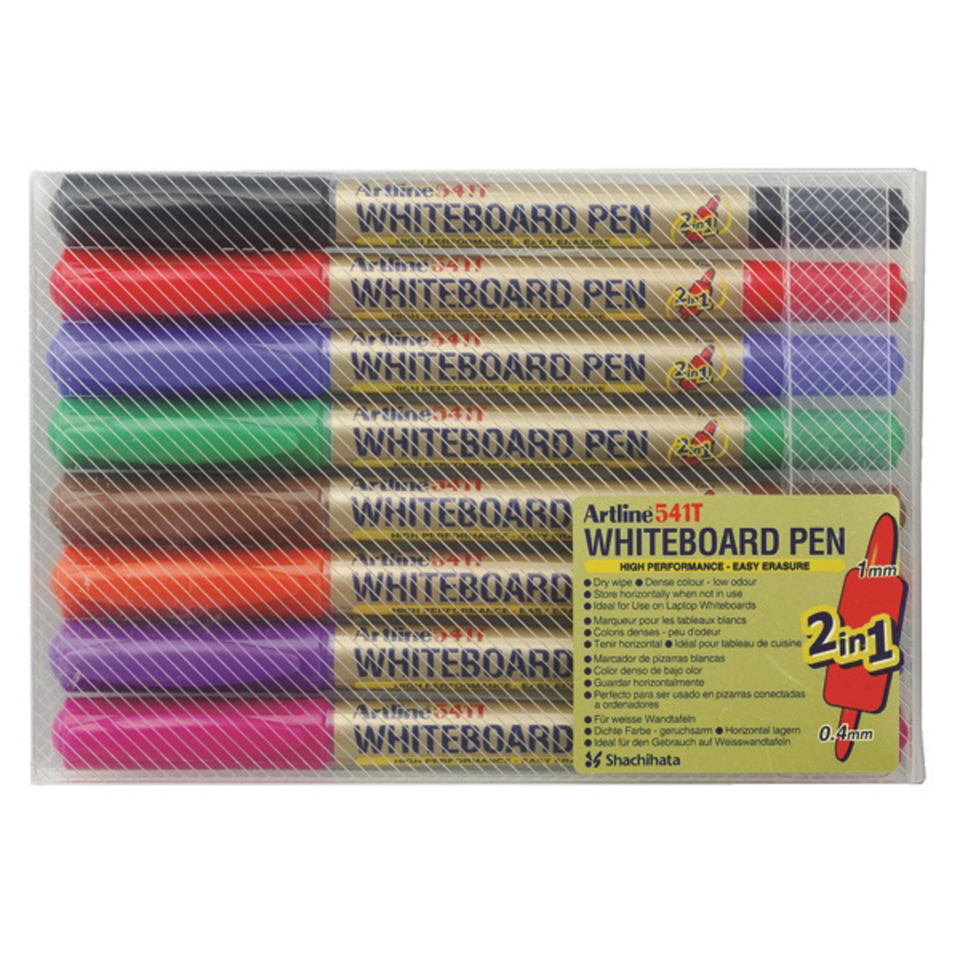 Whiteboard marker ARTLINE 541T, doua capete - varfuri rotunde 0.4mm/1.0mm, 8 buc/set