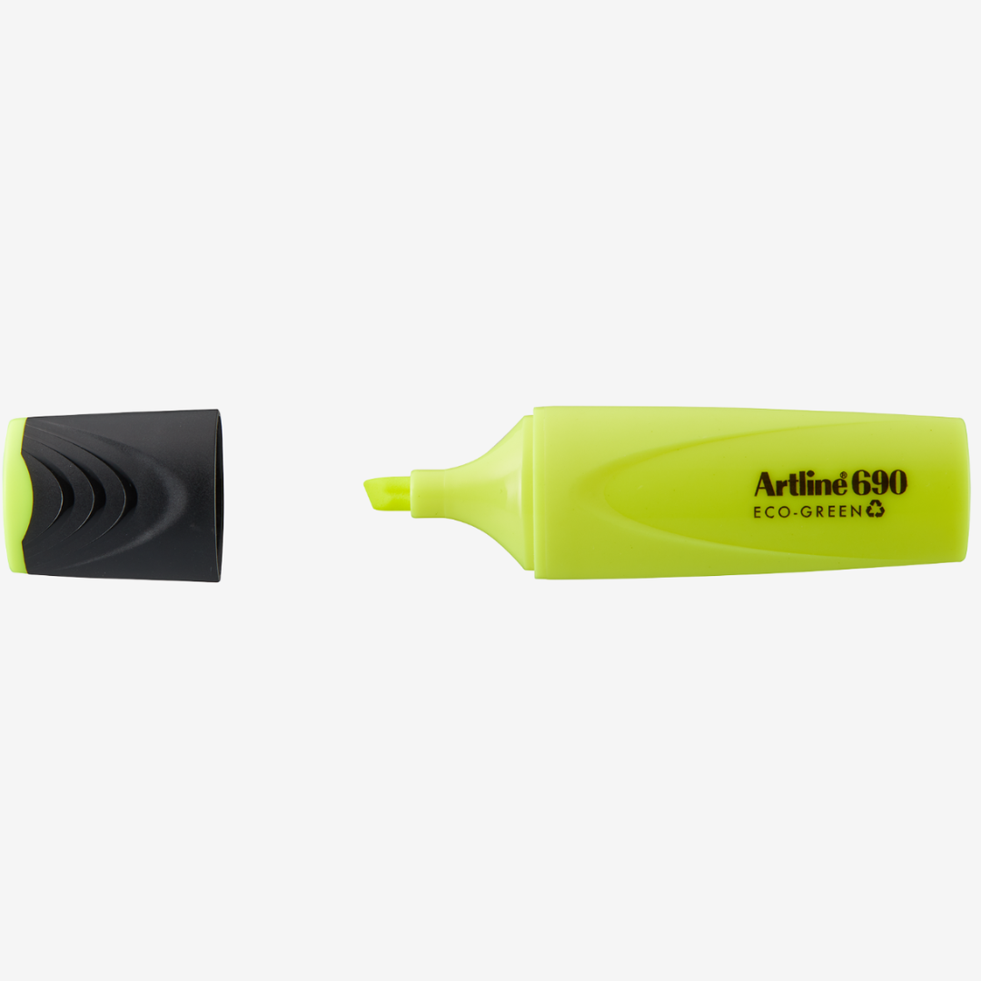 Textmarker ARTLINE 690 Eco Green, varf tesit 1.0-4.0mm - galben fluorescent