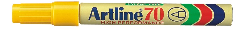 Toate produsele, Permanent marker ARTLINE  70, corp metalic, varf rotund 1.5mm - galben - vectordirect.ro