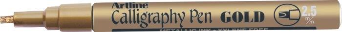 Toate produsele, Marker ARTLINE Calligraphy, corp metalic, varf tesit din fetru 2.5mm - auriu - vectordirect.ro