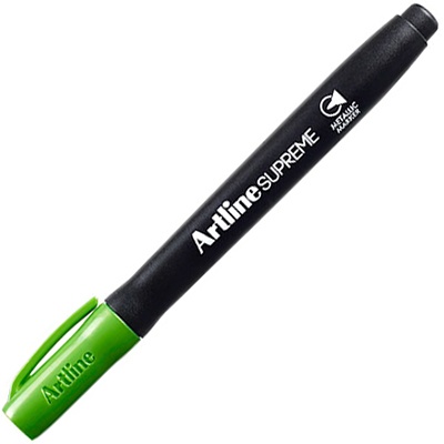 Marker permanent ARTLINE Supreme Metallic, corp plastic, varf rotund 1.0mm - verde metalizat