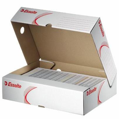 Administrativ, IT, protectia muncii, Cutie depozitare si arhivare Esselte Standard, orizontala, carton, 100% reciclat, FSC, 80 mm, alb - vectordirect.ro
