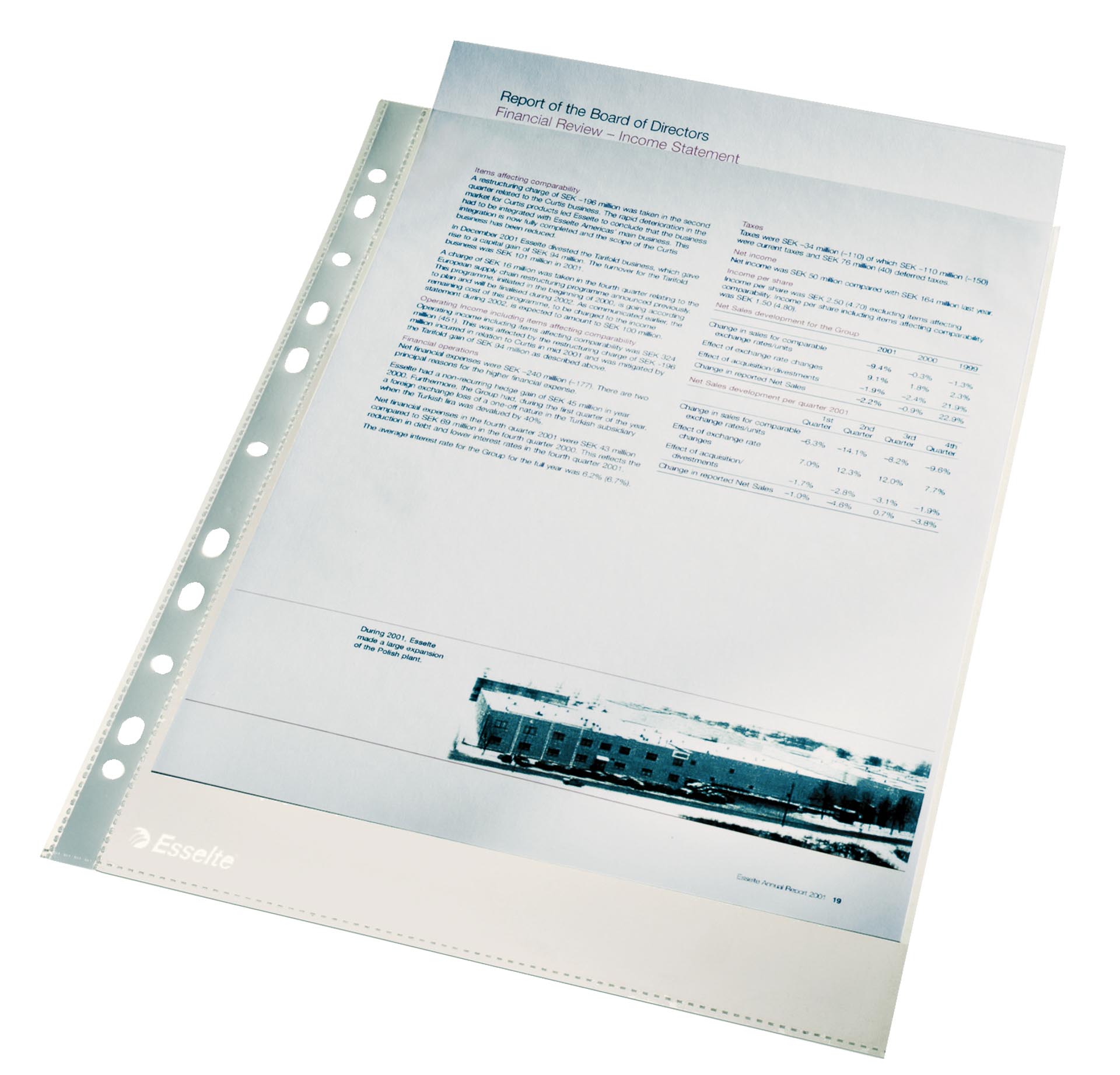 File de protectie cristal ESSELTE, A4,40 microni, 100 buc/set