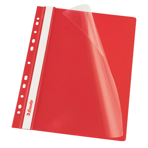 Dosare si folii de protectie, Dosar plastic cu sina si multiperforatii ESSELTE Vivida A4, 10 buc/set - rosu - vectordirect.ro