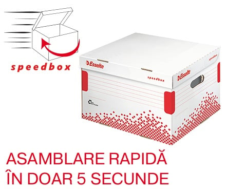 Toate produsele, Container arhivare cu capac Esselte Speedbox L carton 100% reciclat - alb - vectordirect.ro