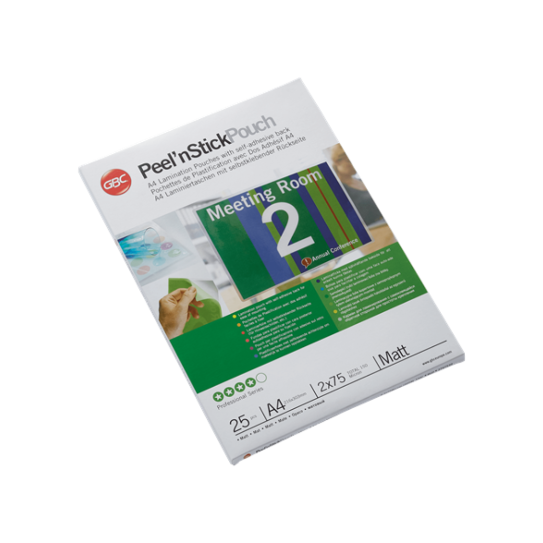 Laminatoare, folii laminare, Folie laminare GBC, la cald, auto-adeziva, mata, A4, 75 mic, 25 buc/set - vectordirect.ro