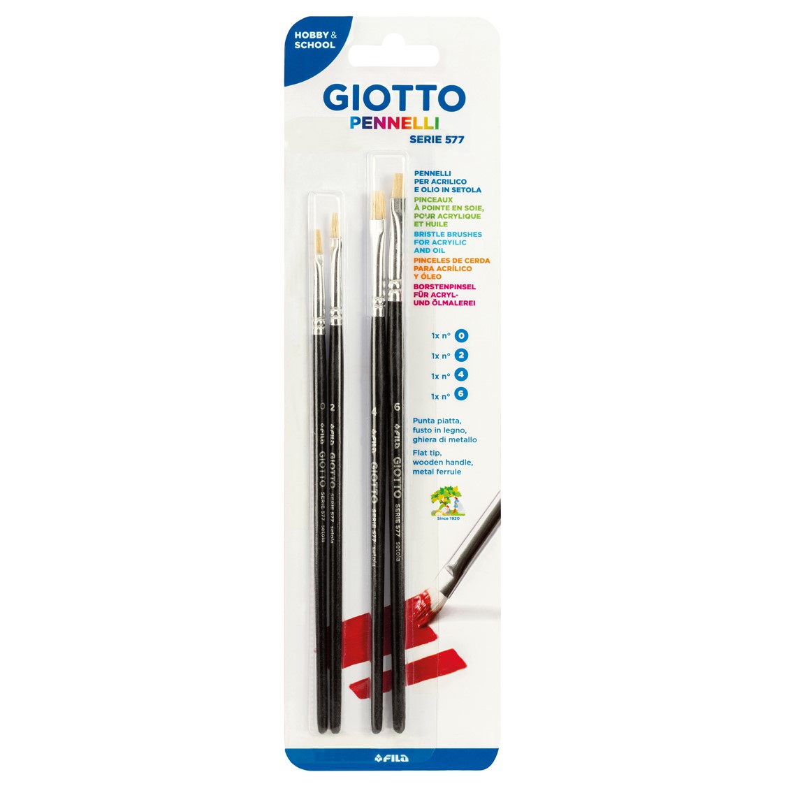 Toate produsele, Set 4 pensule/blister (nr.0-2-4-6), GIOTTO Art 577 - vectordirect.ro