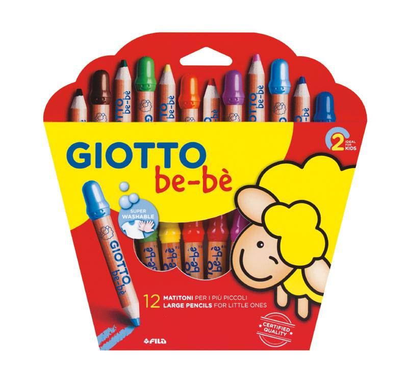 Toate produsele, Creioane colorate jumbo + ascutitoare, 12 culori/cutie, GIOTTO be-be - vectordirect.ro