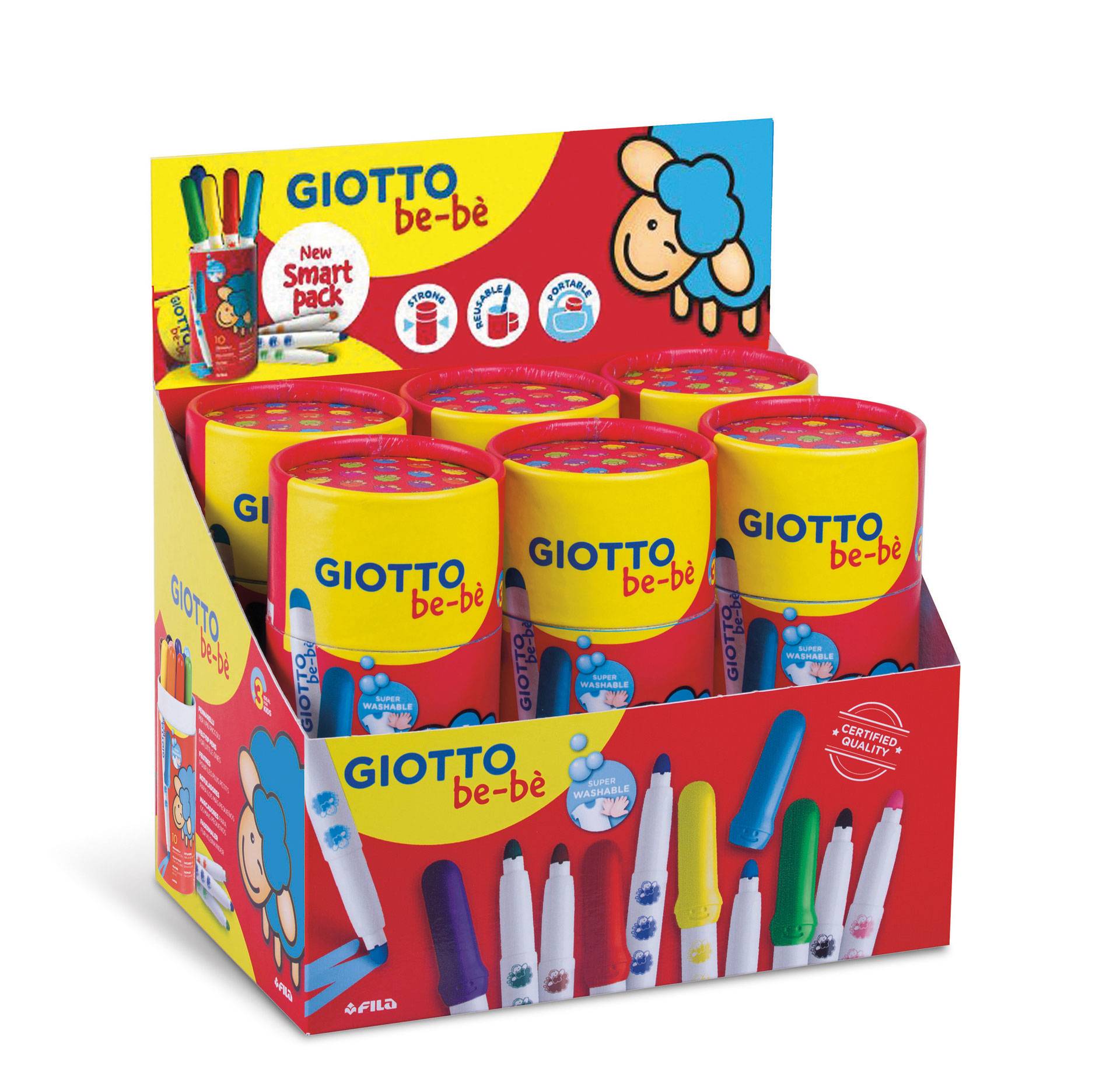Toate produsele, Carioca super lavabila, varf 5mm, 10 culori/tub, GIOTTO be-be - vectordirect.ro