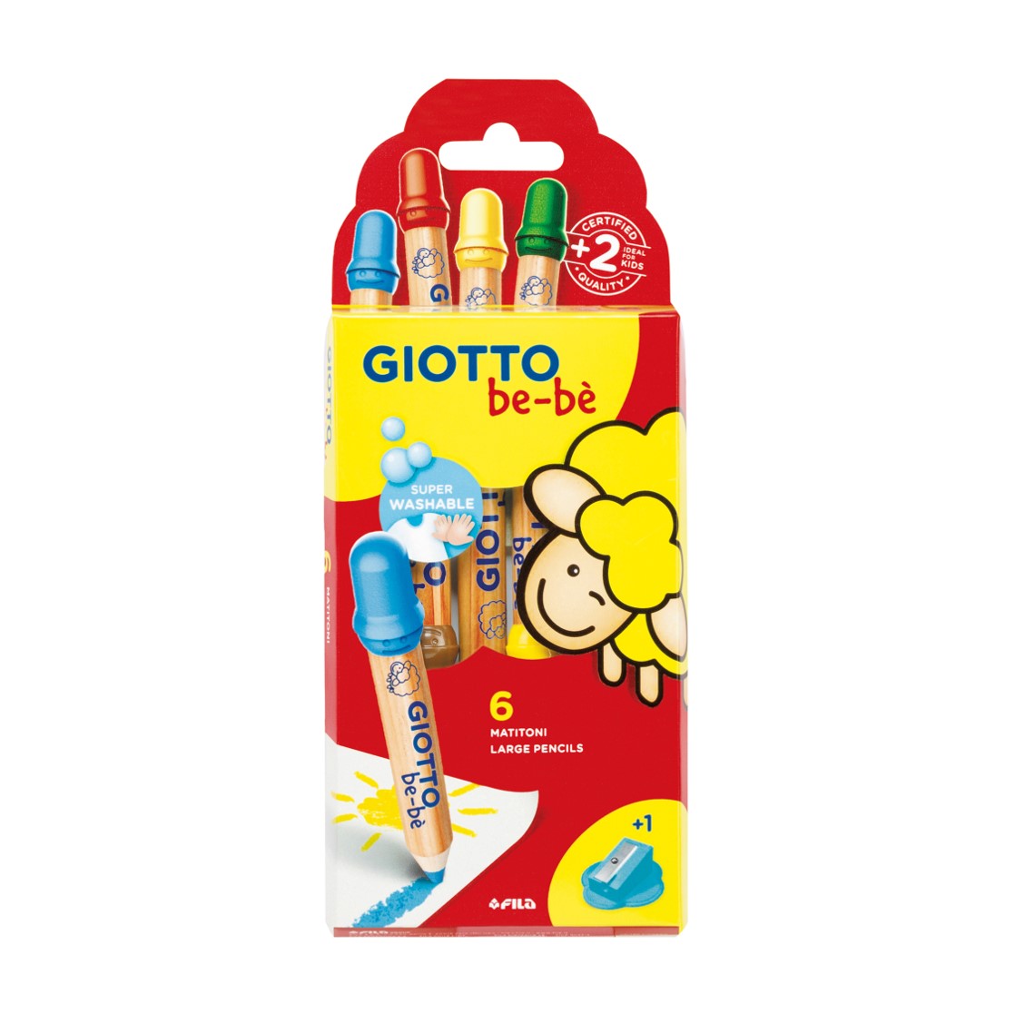 Toate produsele, Creioane colorate jumbo + ascutitoare, 6 culori/cutie, GIOTTO be-be - vectordirect.ro