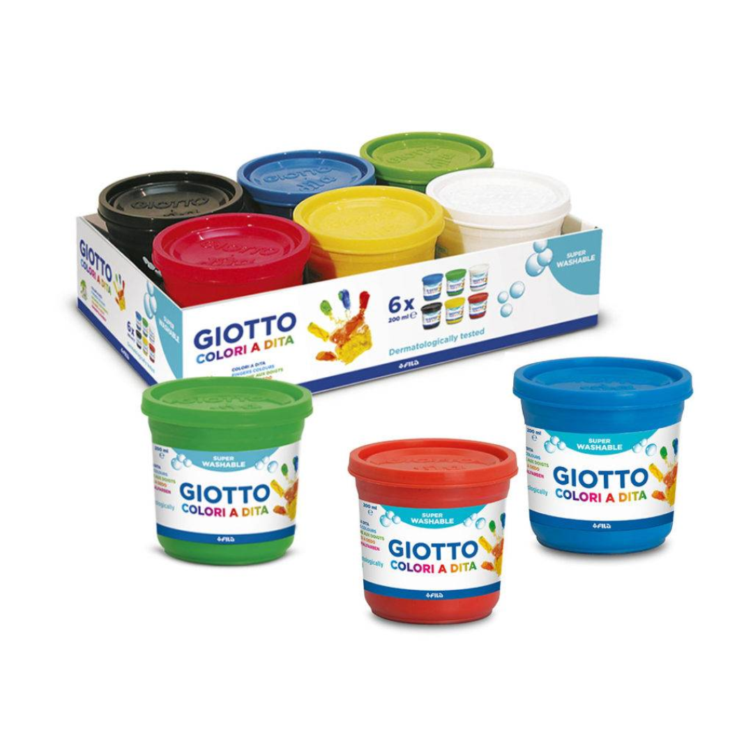 Rechizite scolare Das Optima Schneider, Tempera lavabila, pentru pictura cu mana, 6 culori x 200ml/set GIOTTO Dita Finger Paint - vectordirect.ro