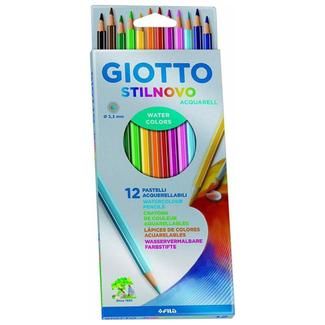 Rechizite scolare Das Optima Schneider, Creioane colorate 12 culori/cutie, GIOTTO Stilnovo Aquarell - vectordirect.ro