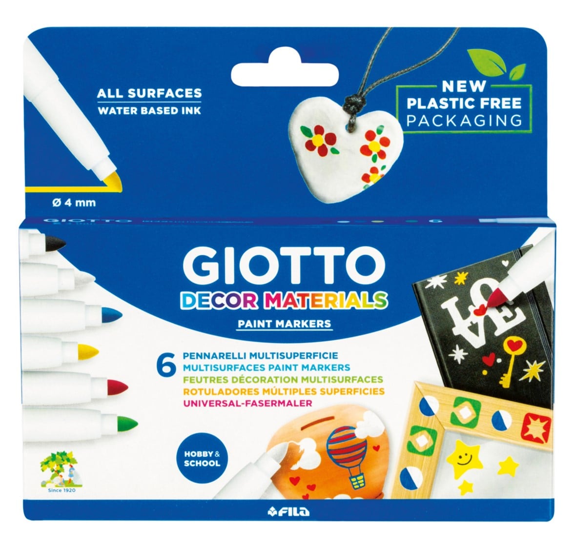 Toate produsele, Markere cu vopsea, 6 culori/set, GIOTTO Decor Materials - vectordirect.ro