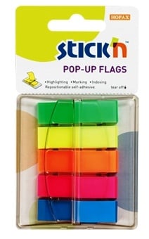Notite autoadezive, Film index autoadeziv 45 x 12mm, 5 x 40file/set, cu dispenser, Stick