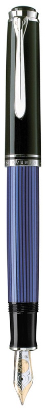 STILOU SOUVERAN M805 F, PENITA AUR 18K, PLACAT CU PALADIU, CORP NEGRU-ALBASTRU