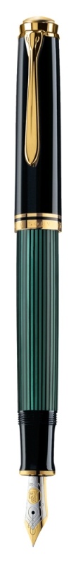STILOU SOUVERAN M600 M,PENITA AUR14K,ACCESORII PLACATE CU AUR,CORP NEGRU-VERDE