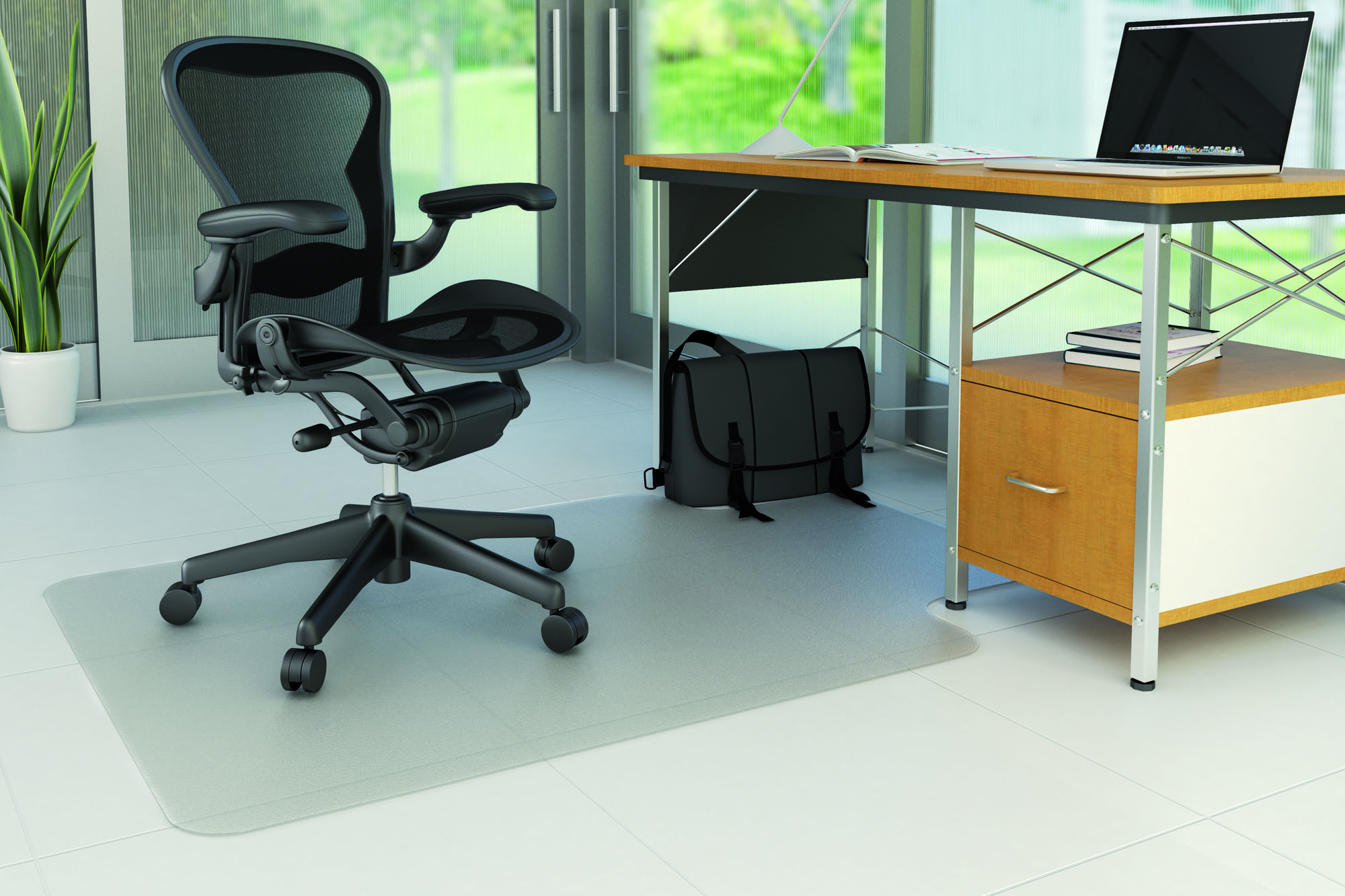 Covoras PVC transparent, protectie parchet/gresie, 120 x 90cm - cu limba, Q-Connect