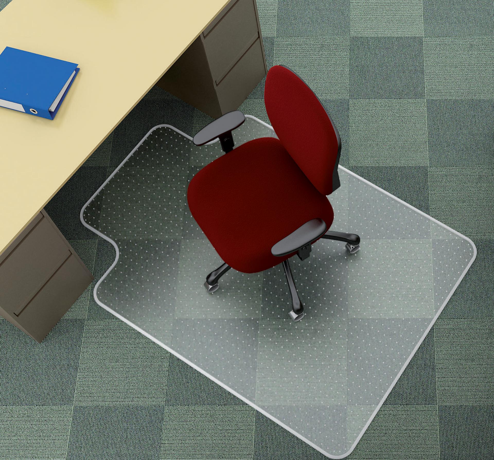 Covoras PVC transparent, protectie mocheta, 120 x 90cm - cu limba, Q-connect