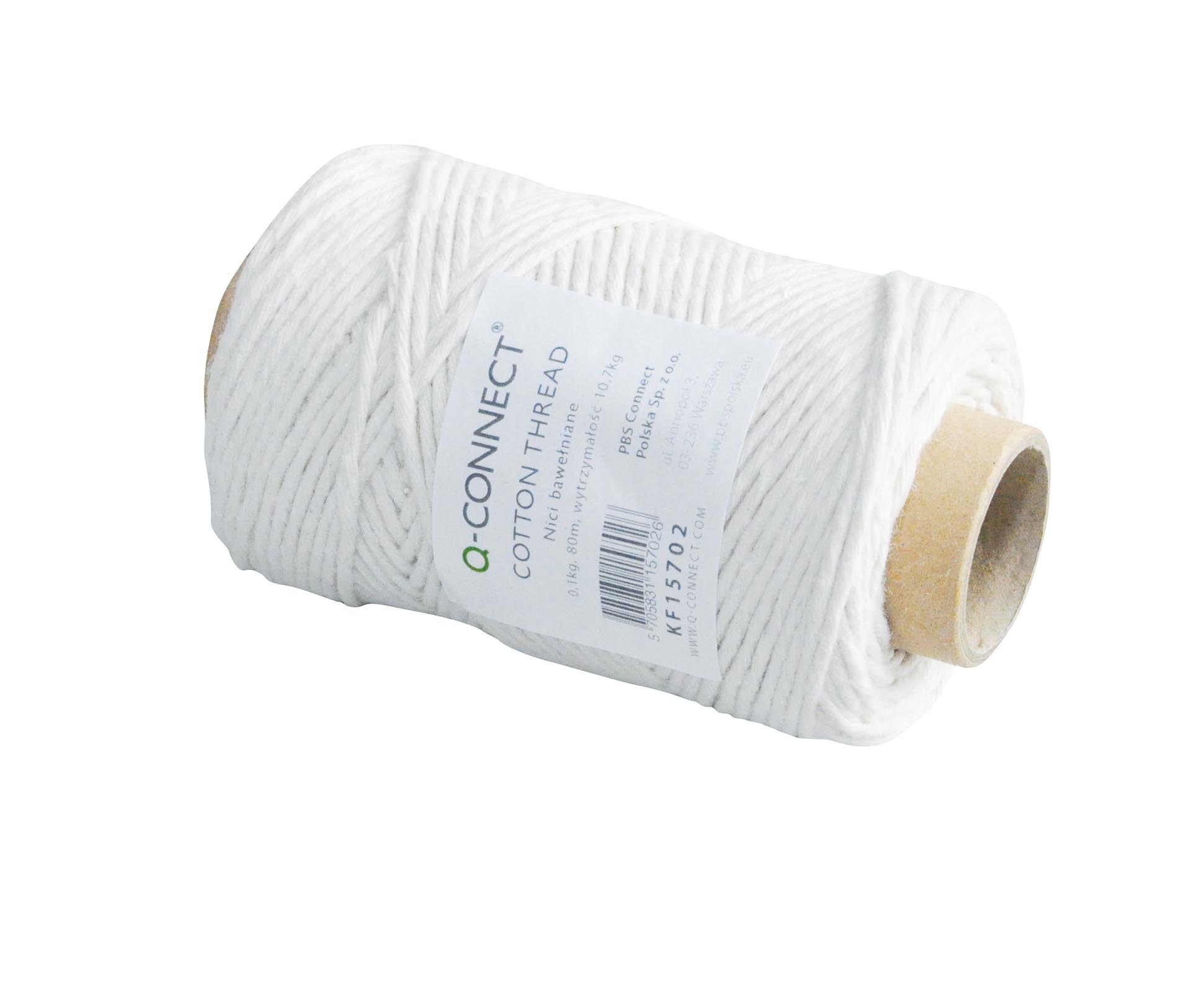 Q-connect, Sfoara din bumbac, ceruita, 80m, 100g/ghem, Q-Connect - culoare alba - vectordirect.ro