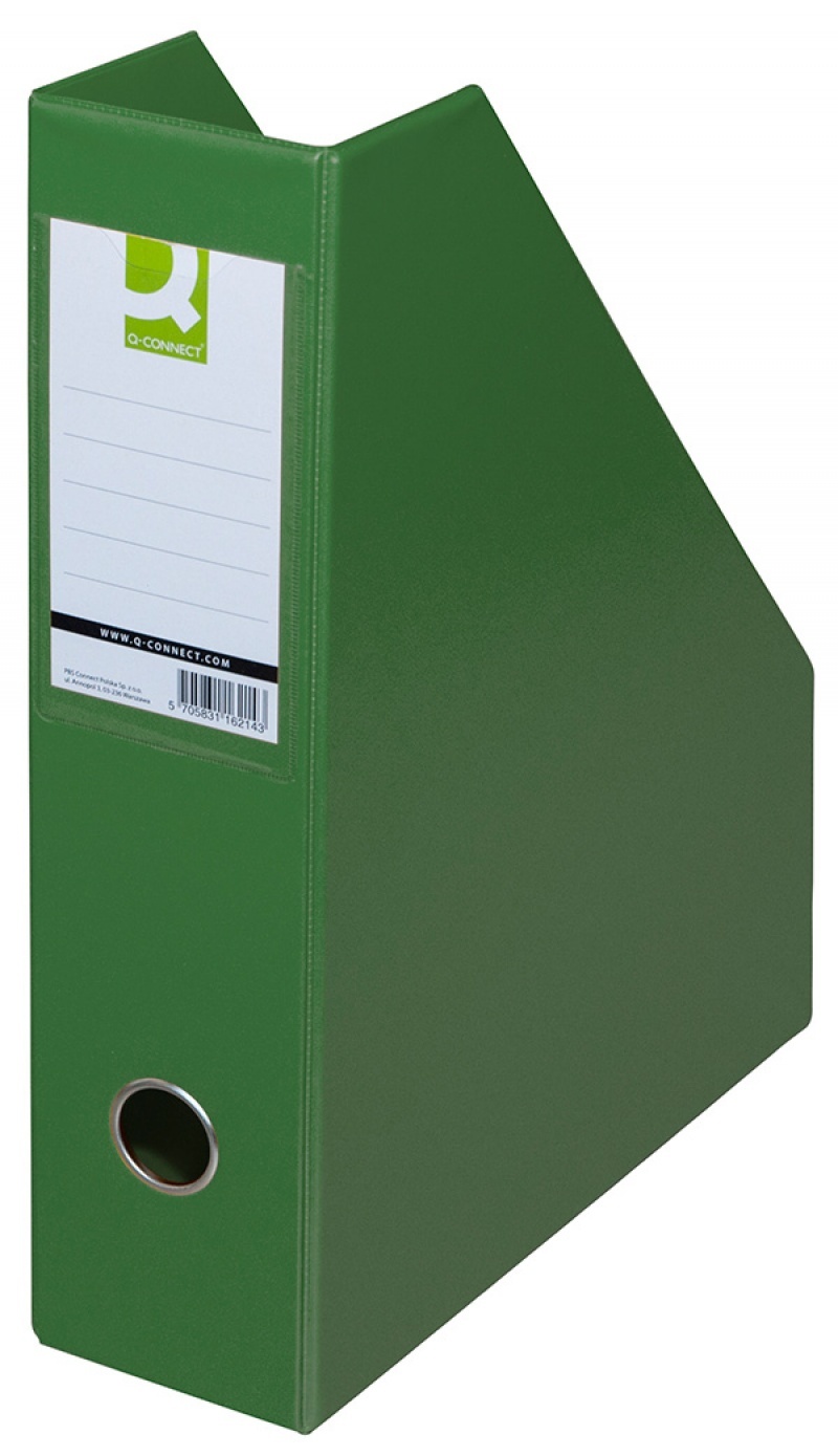 Suport reviste, carton plastifiat PVC, latime 76mm, Q-Connect - verde