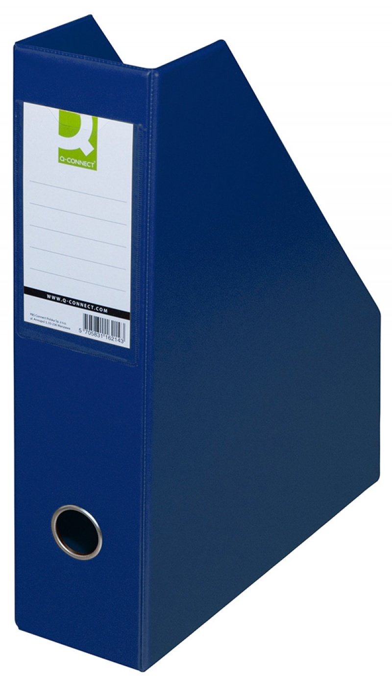 Q-connect, Suport reviste, carton plastifiat PVC, latime 76mm, Q-Connect - bleumarin - vectordirect.ro