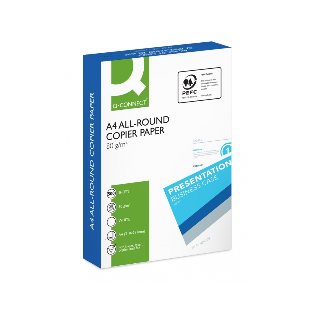 Toate produsele, Hartie alba pentru copiator A4, 80gsm, 500coli/top, clasa C, Q-Connect - vectordirect.ro
