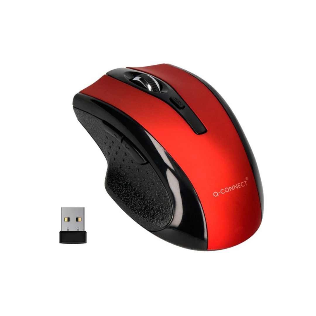 Q-connect, Mouse cu 4 butoane, wireless, ambidextru, Q-Connect - rosu - vectordirect.ro