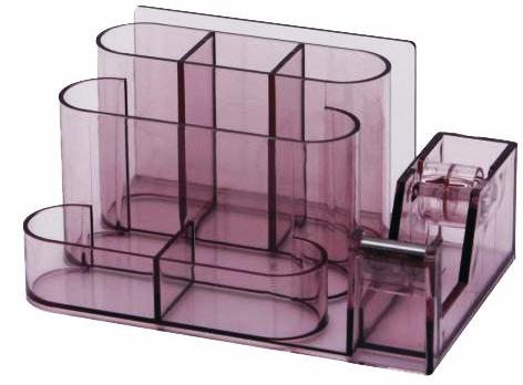 Suporturi accesorii birou, Suport plastic pentru accesorii de birou, 7 compartimente, 168 x 78mm, KEJEA - fumuriu - vectordirect.ro