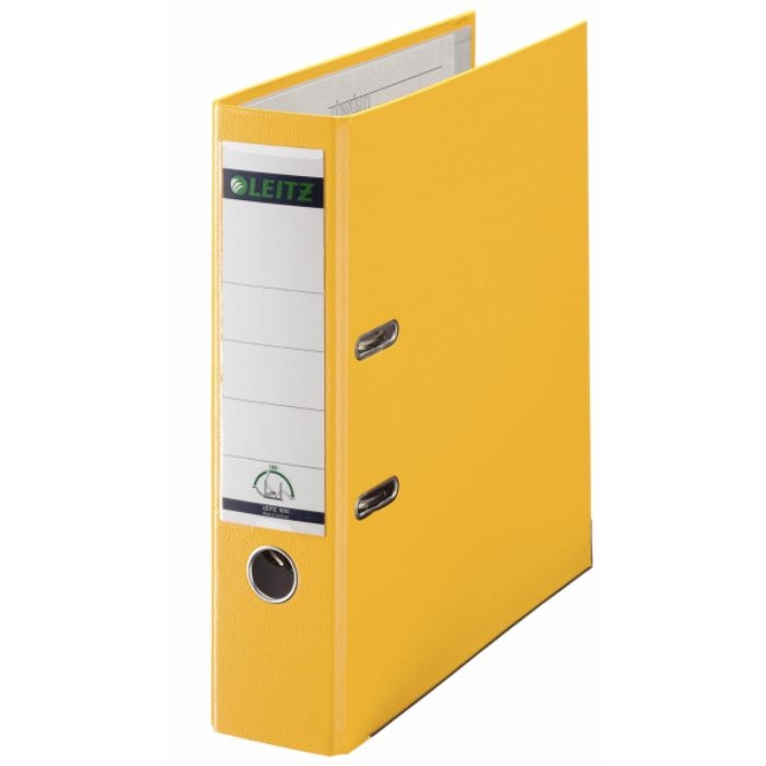 Leitz, Biblioraft plastifiat PP Leitz 180°, partial reciclat FSC, A4 8 cm - galben - vectordirect.ro