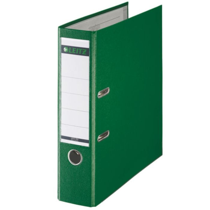 Biblioraft plastifiat PP Leitz 180°, partial reciclat FSC A4 8 cm - verde