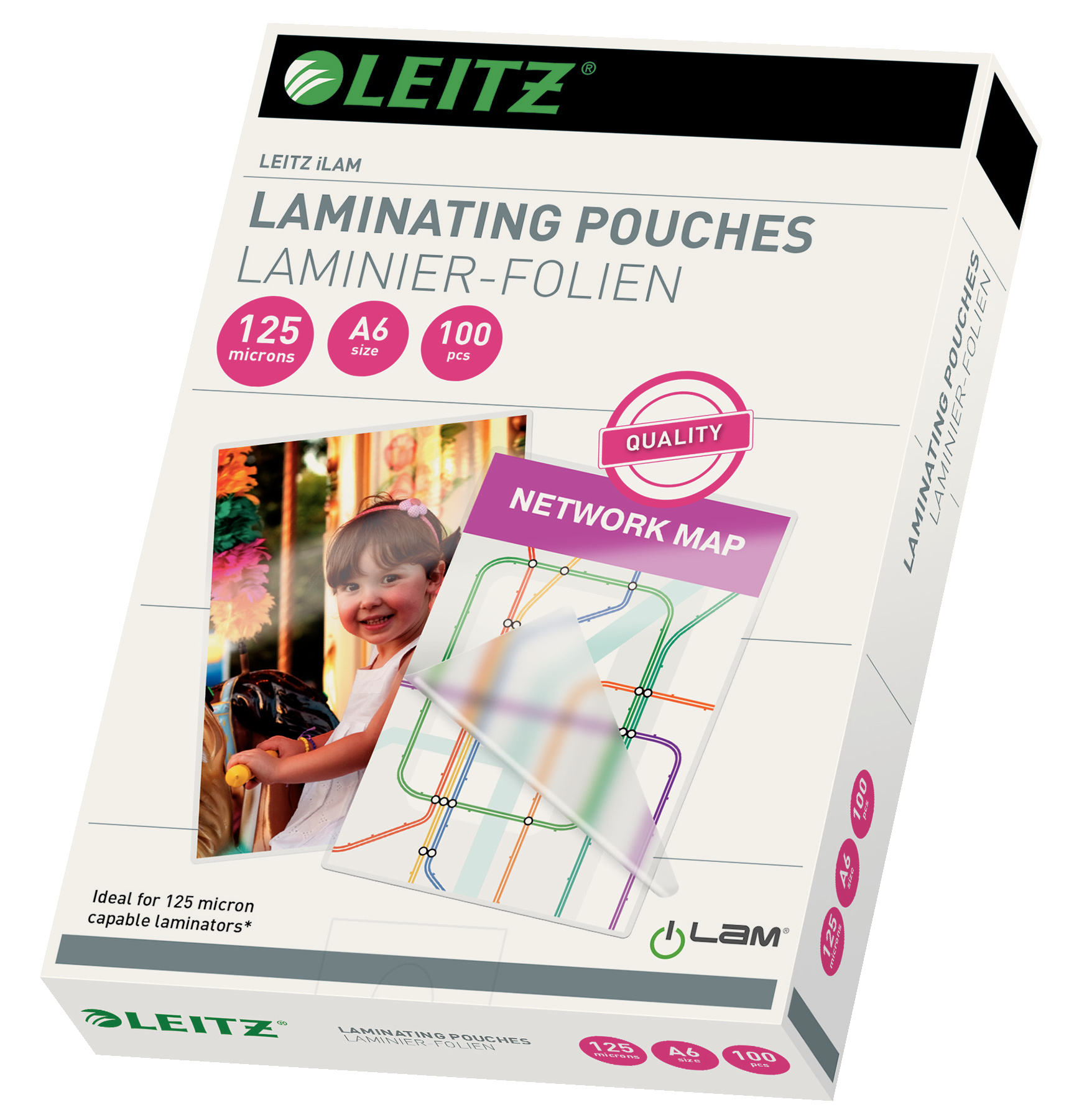 Folie laminare LEITZ, la cald, A6, 125 mic, 100 buc/set