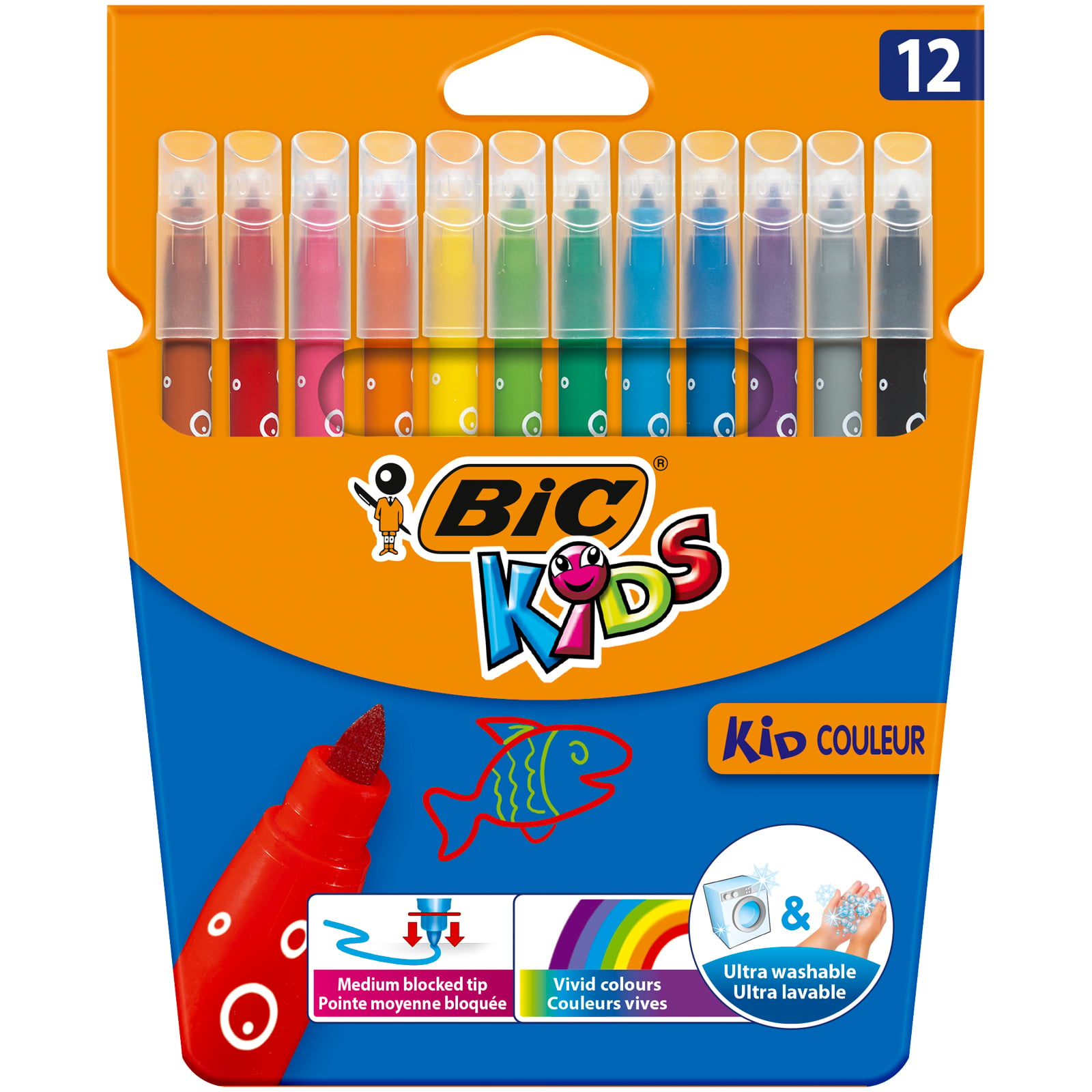 BIC, CARIOCA 12 CULORI ULTRALAVABILE KID COULEUR BIC - vectordirect.ro