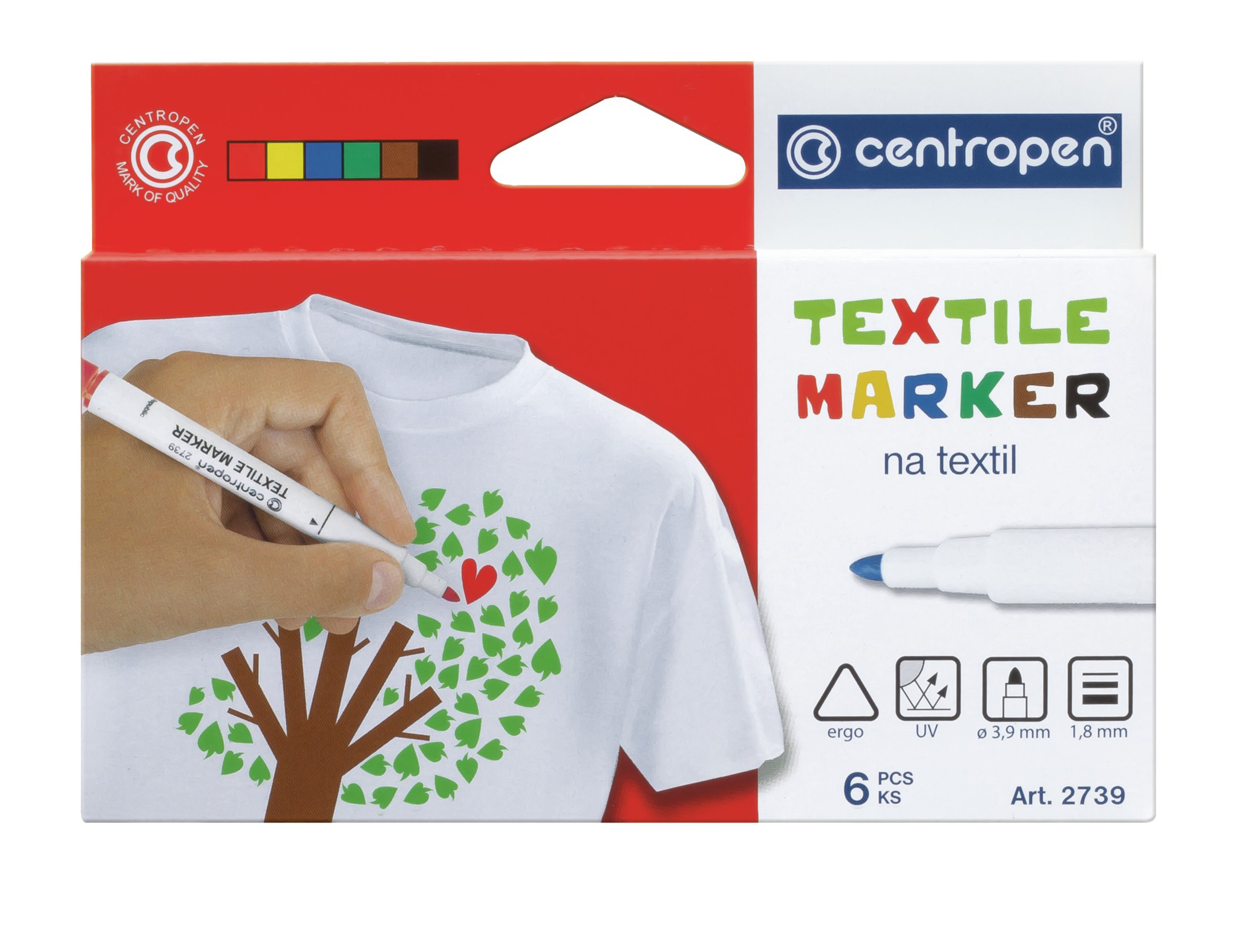 Pixuri Penac, MARKER PENTRU TEXTILE 6/SET 2739 CENTROPEN - vectordirect.ro