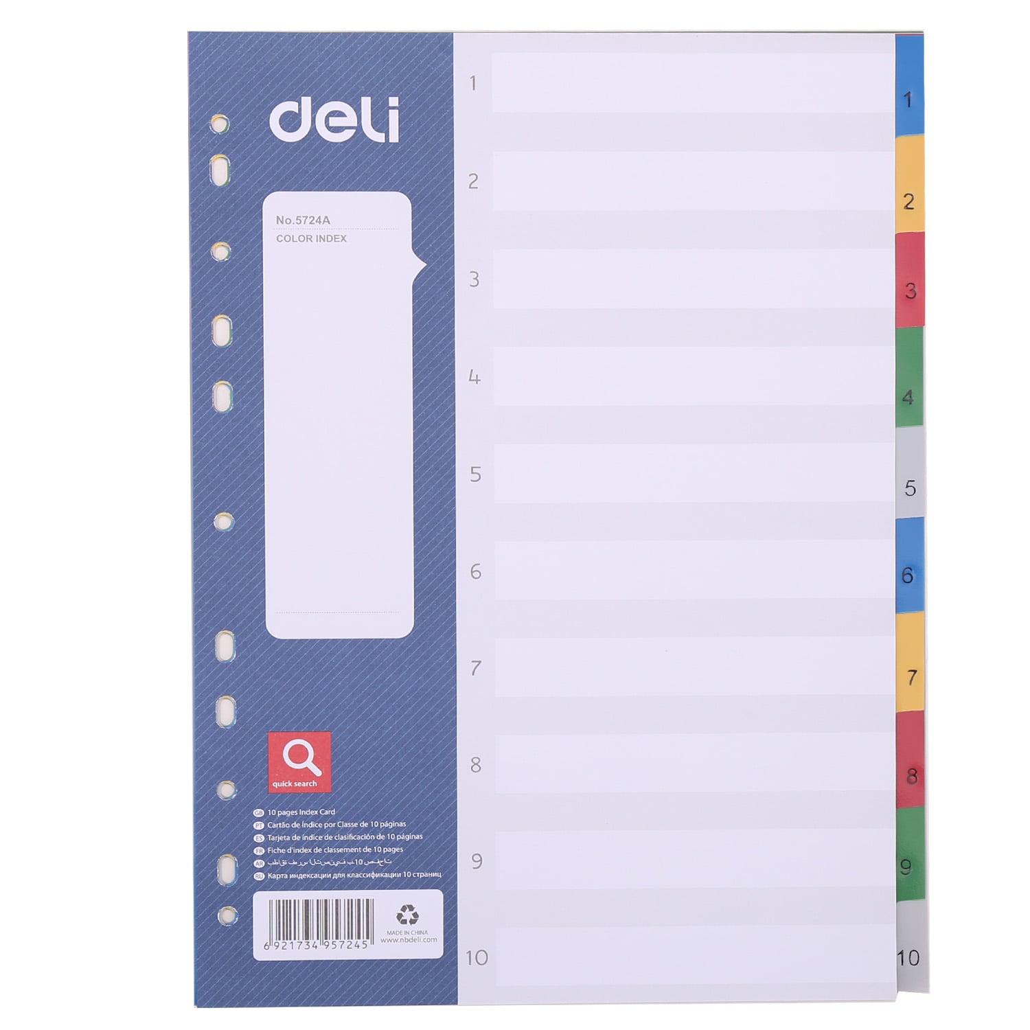 DELI, SEPARATOARE INDEX PLASTIC 1-10 DELI - vectordirect.ro