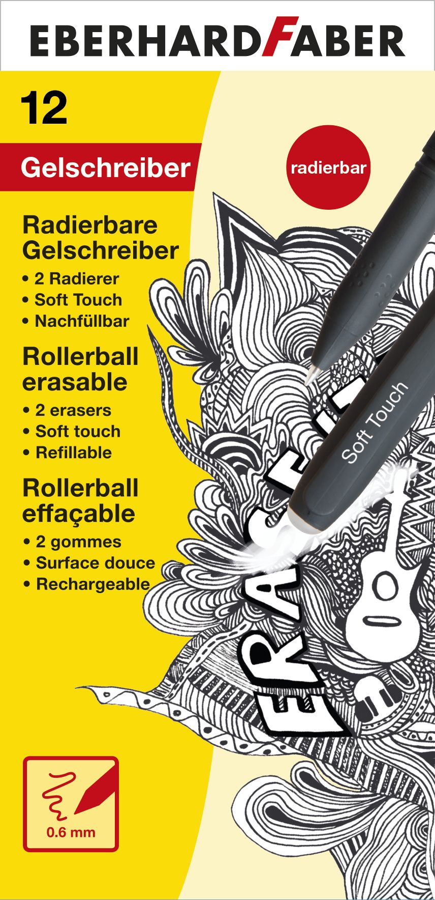 ROLLER 0.6MM NEGRU ERASE IT! EBERHARD FABER