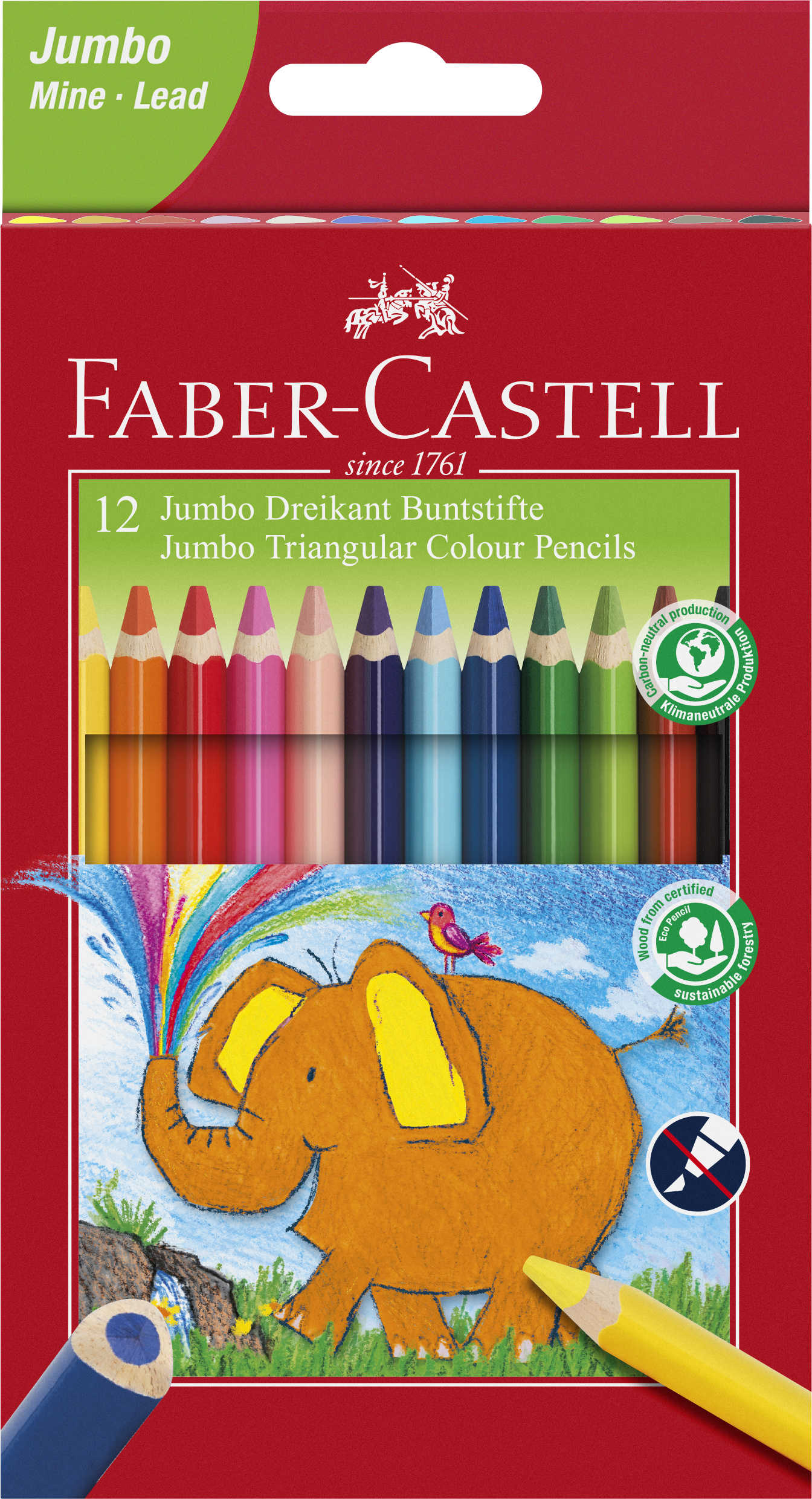Toate produsele, CREIOANE COLORATE TRIUNGHIULARE JUMBO 12 CULORI FABER-CASTELL - vectordirect.ro