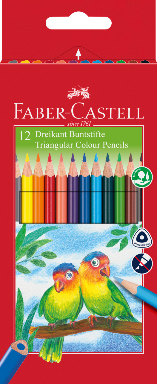 Clasa a III-a, CREIOANE COLORATE TRIUNGHIULARE 12 CULORI + ASCUTITOARE ECO FABE - vectordirect.ro