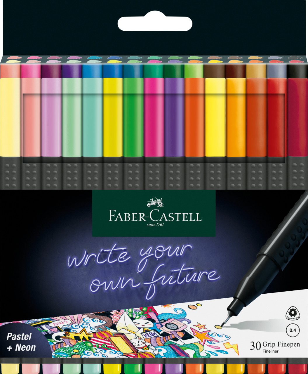 Linere, LINER 0.4MM SET 30 GRIP FABER-CASTELL - vectordirect.ro