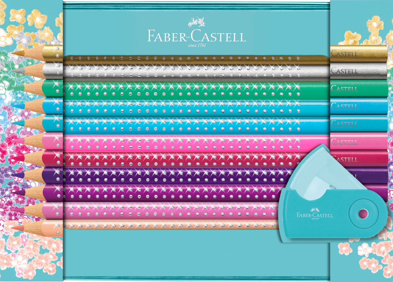 Toate produsele, SET CADOU 20 CREIOANE COLORATE SPARKLE + ASC. SLEEVE FABER-CASTE - vectordirect.ro