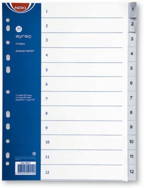 Notite autoadezive Noki, SEPARATOARE INDEX PLASTIC 1-12 NOKI - vectordirect.ro