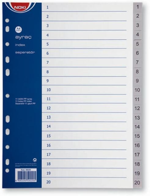 Notite autoadezive Noki, SEPARATOARE INDEX PLASTIC 1-20 NOKI - vectordirect.ro