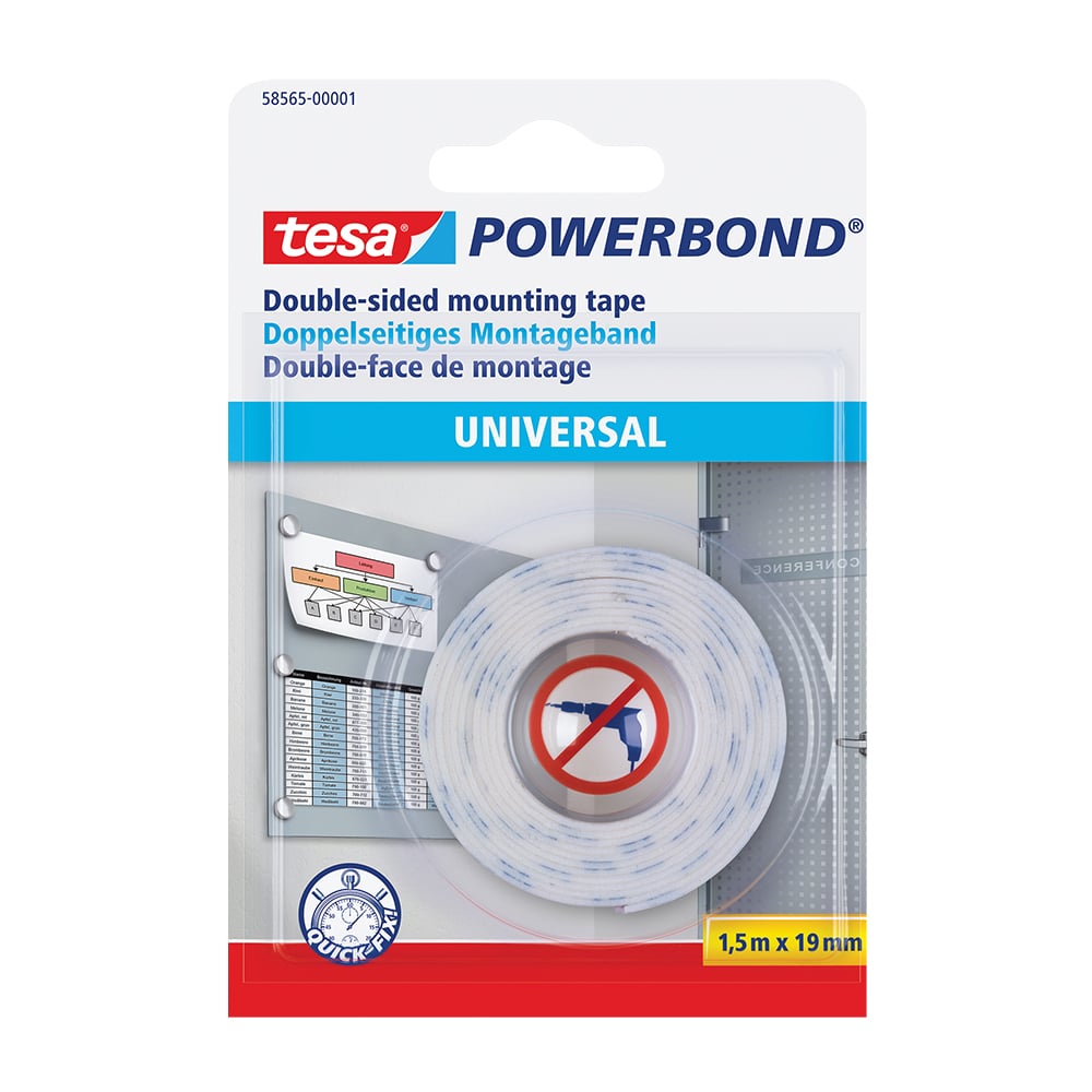 TESA, BANDA DUBLU ADEZIVA BURETATA 1.5M*19MM - vectordirect.ro