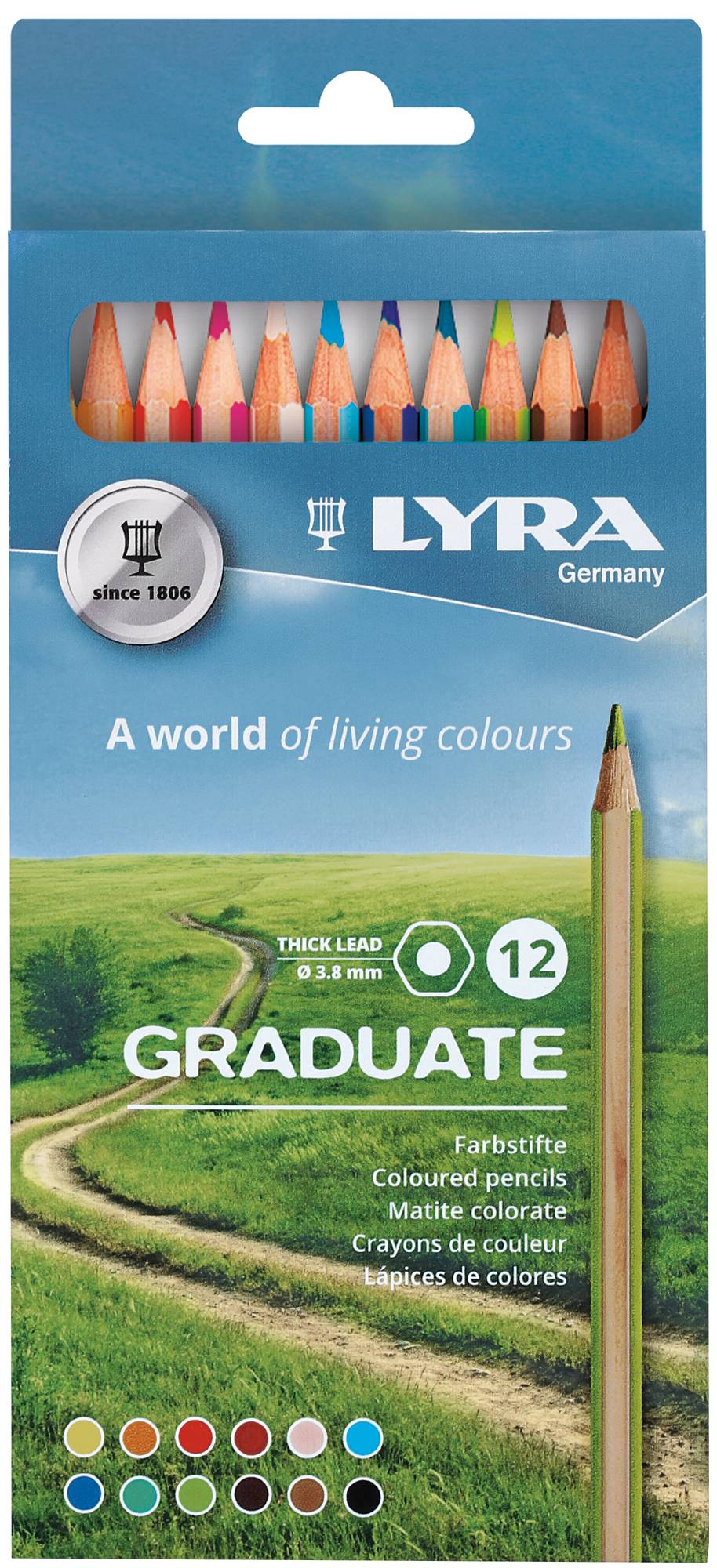 Lyra, Creioane colorate LYRA Graduate Graphite, 12 culori/cutie - vectordirect.ro