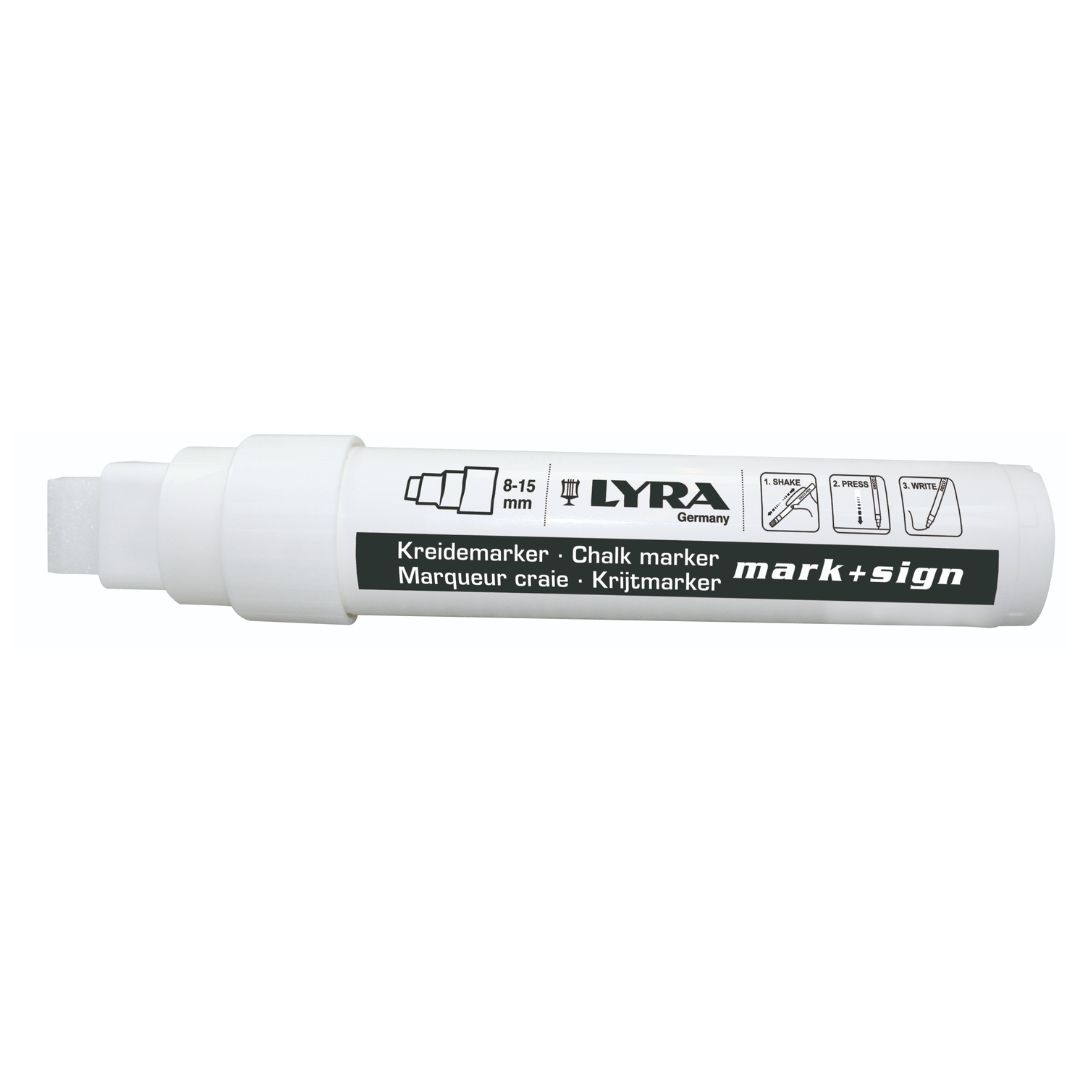Lyra, Marker cu creta, LYRA, pentru table de scris, varf 4-12mm - alb - vectordirect.ro