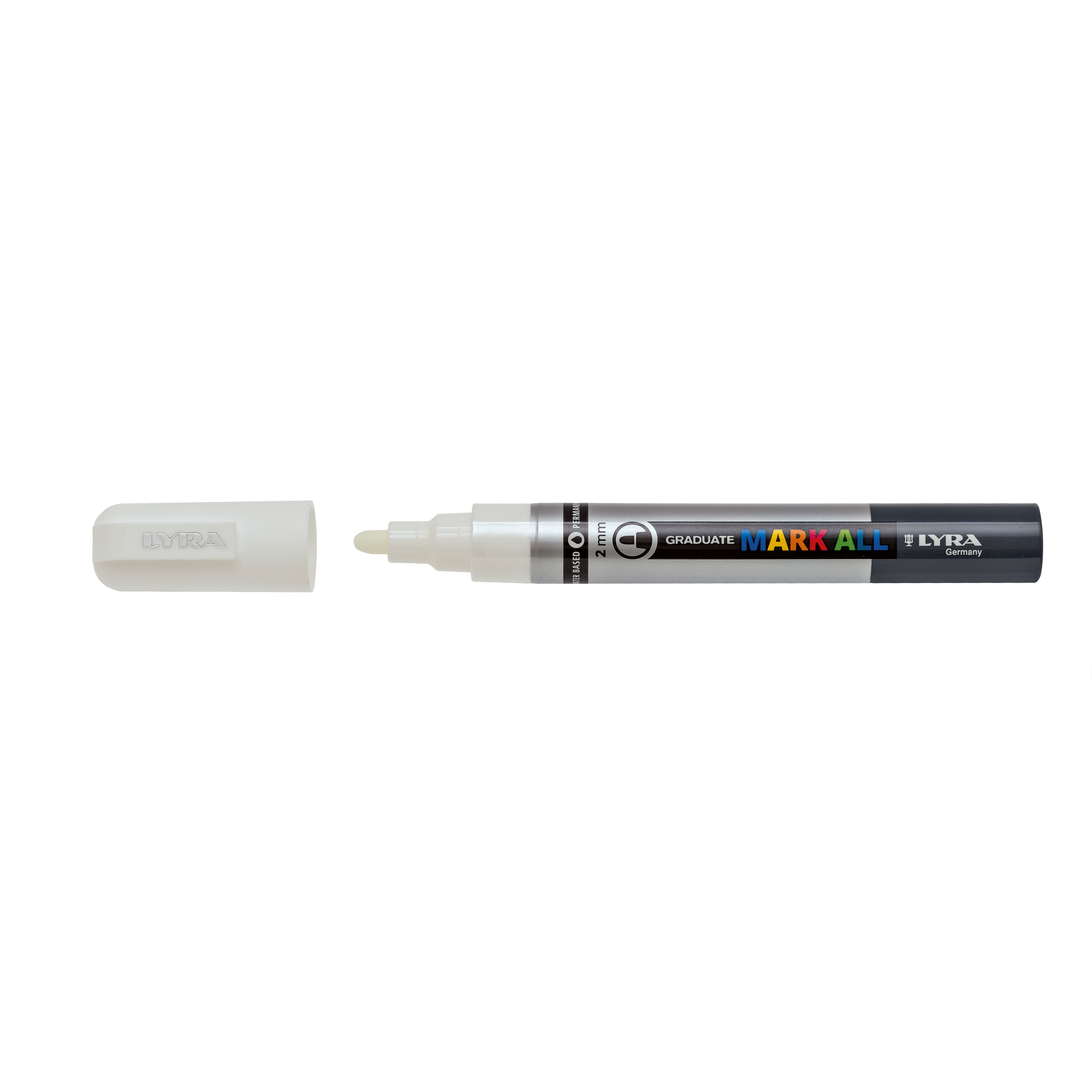 Marker LYRA Graduate Mark All, pe baza de apa, varf 2mm, pentru orice suprafata - alb
