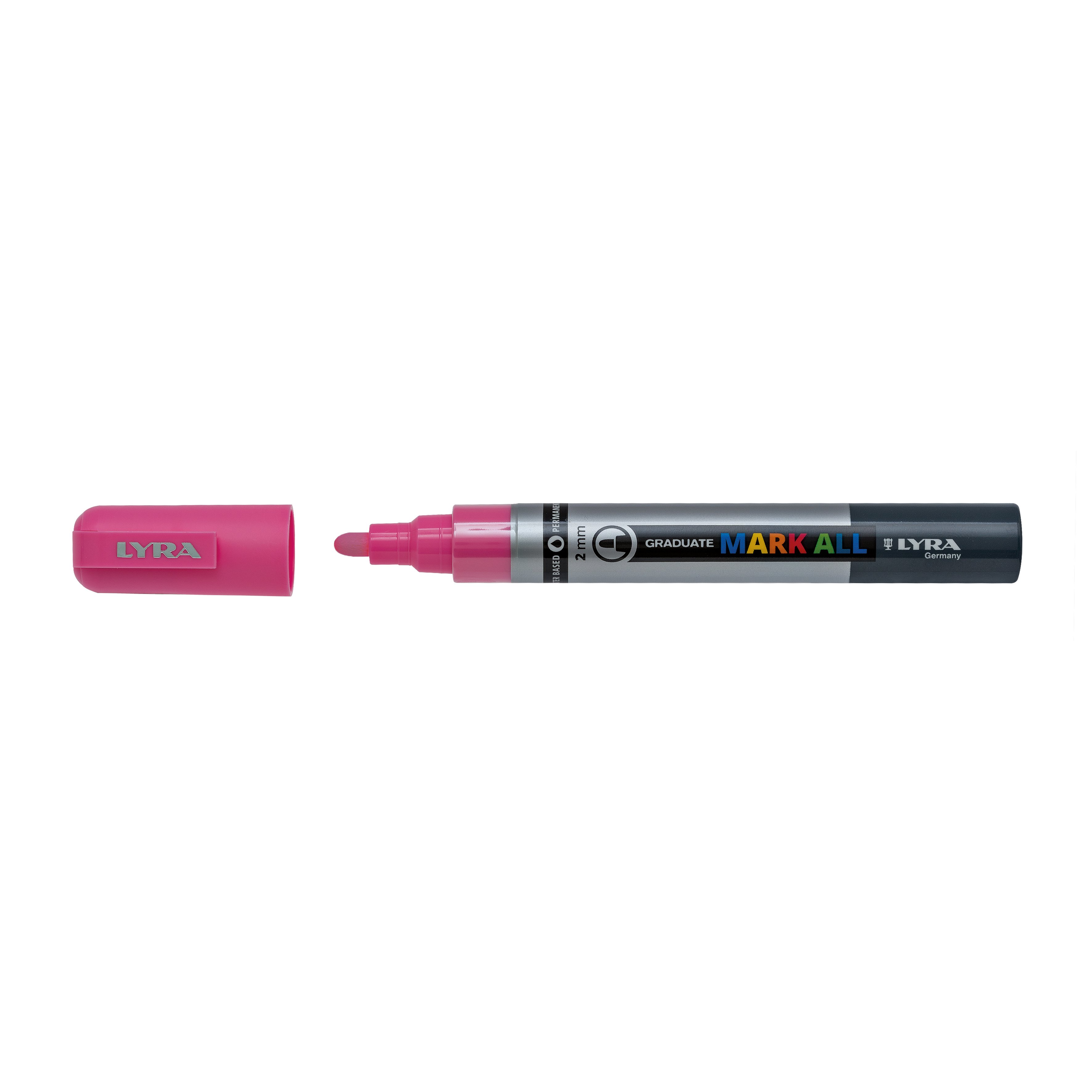 Lyra, Marker LYRA Graduate Mark All, pe baza de apa, varf 2mm, pentru orice suprafata - roz - vectordirect.ro
