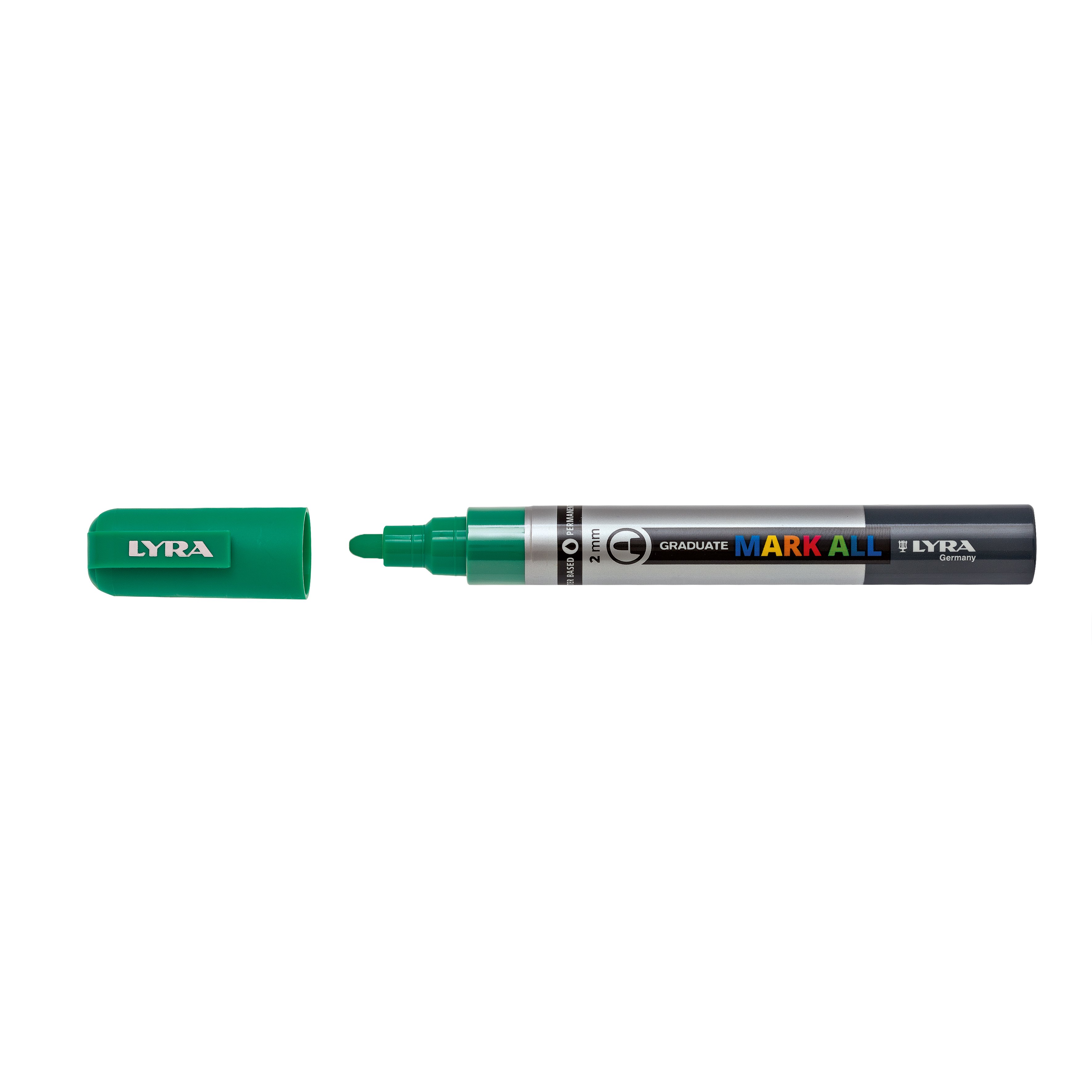 Lyra, Marker LYRA Graduate Mark All, pe baza de apa, varf 2mm, pentru orice suprafata - verde smarald - vectordirect.ro